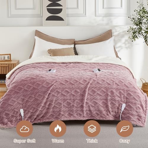 CAROMIO Electric Blanket Queen Size Dual Control, Heated Blanket Queen