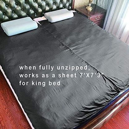 Browint Premium Silky Sleeping Bag Liner with Two-Way Zippers, 87"x41" Extra Wide Adult Sleep Sack for Hotel, Breathable Lightweight Travel Sheet, Multifunctional Bed Sheet for Camping, All Seasons