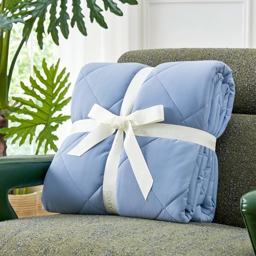 Cozy Bliss Cooling Blanket for Hot Sleepers King Size, Q-Max 0.45 Cooling Comfort, Cold Blankets for Night Sweats Sleeping, Ultra-Cool Lightweight Breathable Summer Blanket for Bed, Deep Blue