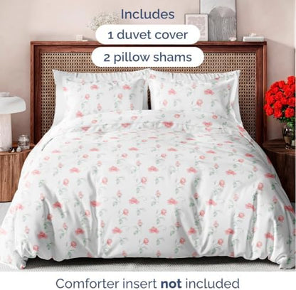 Duvet Cover Full Size - Soft Floral Duvet Cover - 3 Piece - Rosebud