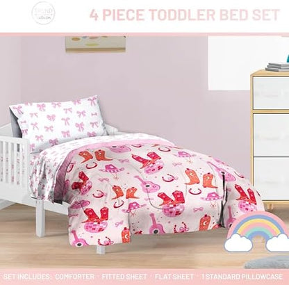 Trend Collector Cowgirl Toddler Comforter Set 4 Piece Bedding, Pink