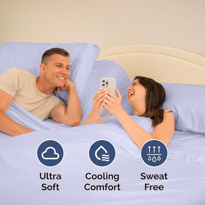 Flex Top Split Head King 4 Piece Sheet Set - Comfy Breathable & Cooling Bed Sheets Set - Hotel Luxury Bedding for Women, Men, Kids, Teens, Boys & Girls - Deep Pockets, Ultra-Soft - Oeko-Tex - Lavender