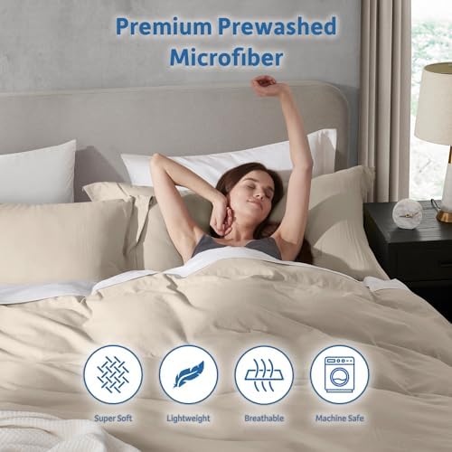 Hearth & Harbor Prewashed California King Duvet Cover Set, Linen
