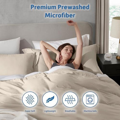 Hearth & Harbor Prewashed California King Duvet Cover Set, Linen
