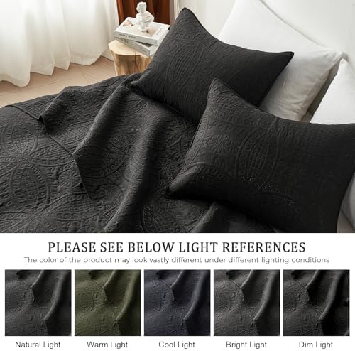 akkialla Twin Quilt Bedding Set,Black Ultrasonic Quilt Set,Lightweight Soft Bedspread Coverlet,Modern Style Coin Pattern Bed Cover for All Seasons,2 Piece(1 Quilt,1 Pillow Sham)