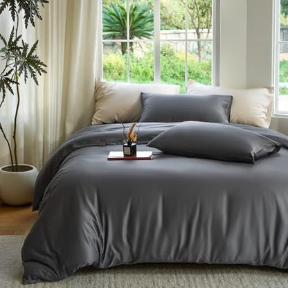 DOZ Duvet Cover Set, 100% Viscose derived from Bamboo, Organically Grown, Buttery Soft, Cooling Duvet Covers, High GSM, 1 Duvet Cover and 1 Pillowcase, 70"x90" (Storm, Twin/Twin XL)
