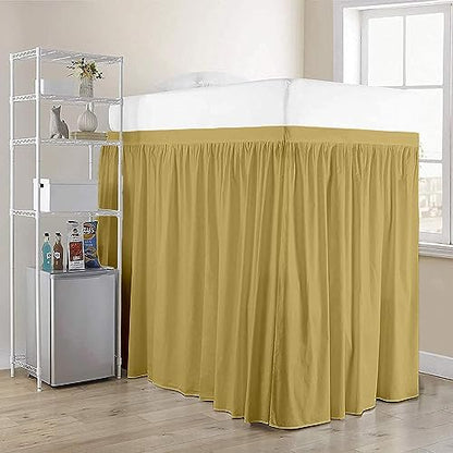 Full XL 34" Inch Drop Long Dorm Bed Skirt, Ruffled Pattern College Dorm Room Bed Skirts, Split Corner, Easy Care, No Wrinkle Microfiber Bed Skirt