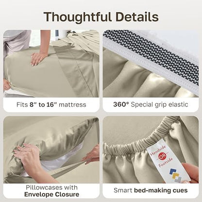California Design Den Certified 100% Egyptian Cotton Cal King Sheets Set
