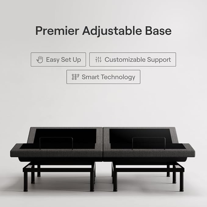 Nectar Ultra Split King Adjustable Base & 15” Mattress - Head & Foot Incline - Medium Firm Memory Foam - Cooling Upgrade - 3 Massage Settings - 365-Night Mattress Trial