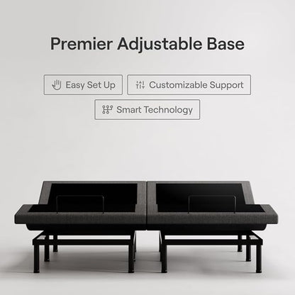 Nectar Luxe Split King Adjustable Base & 14” Mattress (New Version) - Head & Foot Incline - Medium Firm Memory Foam - Cooling Upgrade - 3 Massage Settings - 365-Night Mattress Trial & Forever Warranty