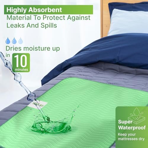 Bed Pads Washable Waterproof 34"x36"- Pack of 4 Incontinence Bed Pads