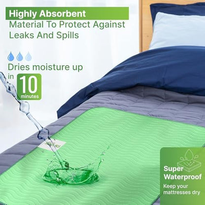 Bed Pads Washable Waterproof 34"x36"- Pack of 4 Incontinence Bed Pads