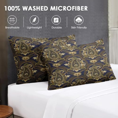 WeCozy Queen Comforter Set with Sheets, 7 Pieces Paisley Vintage Bedding