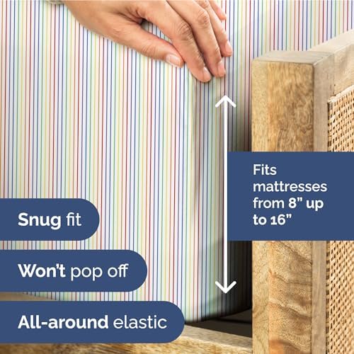 King 4 Piece Striped Sheet Set - Breathable & Cooling - Rainbow Stripe