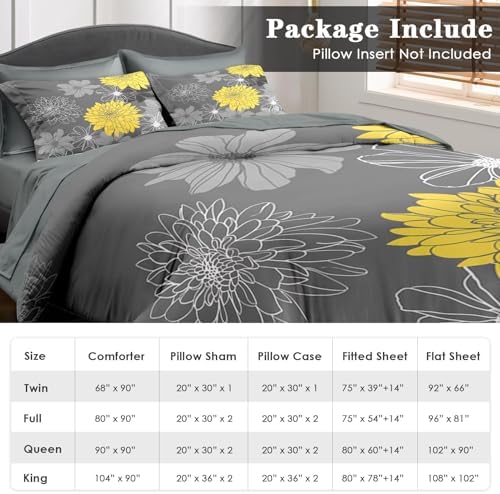 Pamnest Full Comforter Set with Sheets, 7 Pieces Summer Flower Bedding