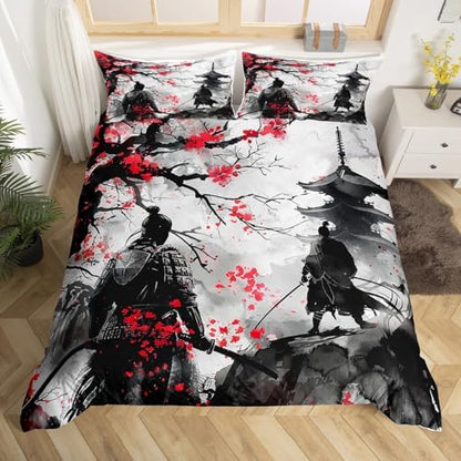 Feelyou Japanese Samurai Duvet Cover Full Size Boys Girls Teens