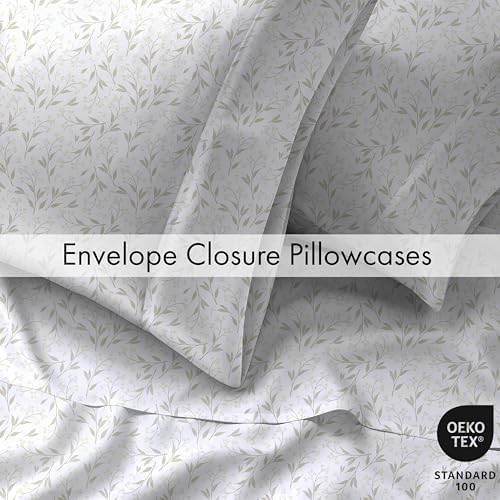 RUVANTI 100% Cotton Percale California King Sheet Set, Botanica Living