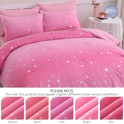 Dinjoy Girls Comforter Set 6 Pieces, Twin Size Colorful Ombre Rainbow Bedding Set, Bed in A Bag for Kid Teen Girls (1 Comforter, 1 Flat Sheet, 1 Fitted Sheet, 1 Pillow Shams, 2 Pillowcases)