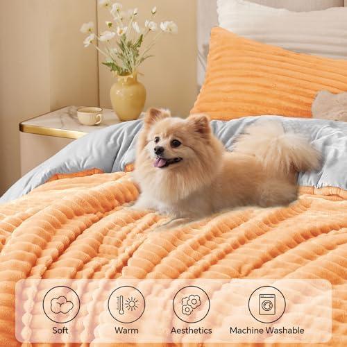 BEDELITE Fleece Full Comforter Set, Fluffy Bed Set, Coral
