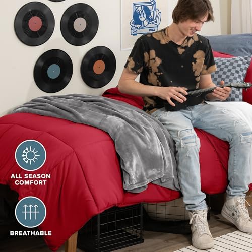 Bare Home Comforter Set - 1800 Ultra Soft (Twin/Twin XL, Red)