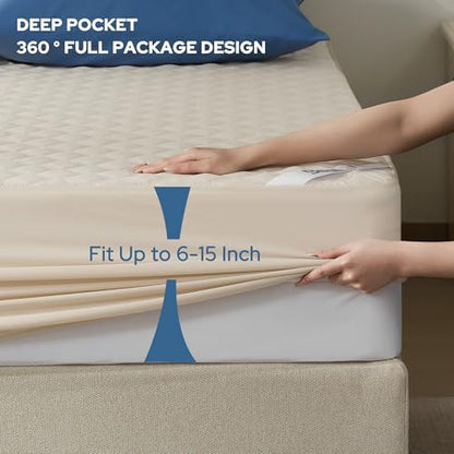 BEDLORE Waterproof Full Size Mattress Protector, Deep Pocket Fit, Washable