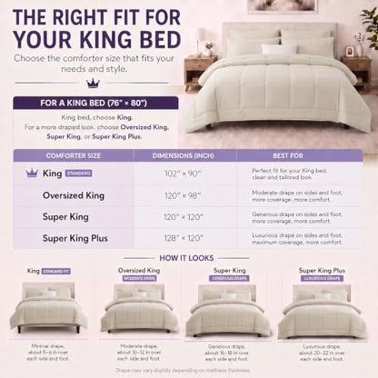 CozyLux King Size Comforter Set Beige - 7 Pieces Bed in a Bag