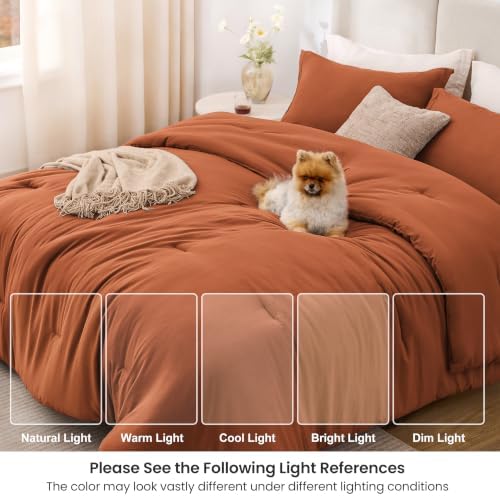 Love's cabin Terracotta Full Comforter Set, 3-Piece Prewashed Bed Set