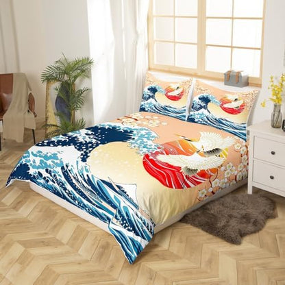 Feelyou Japanese Wave Duvet Cover Twin Size Boys Girls Teens