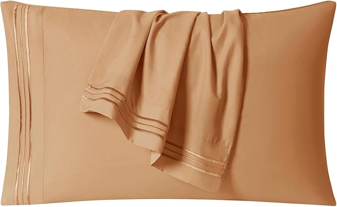 Clara Clark 1800 Premier Series 4pc Bed Sheet Set - King, Mocha Light Brown Carmel