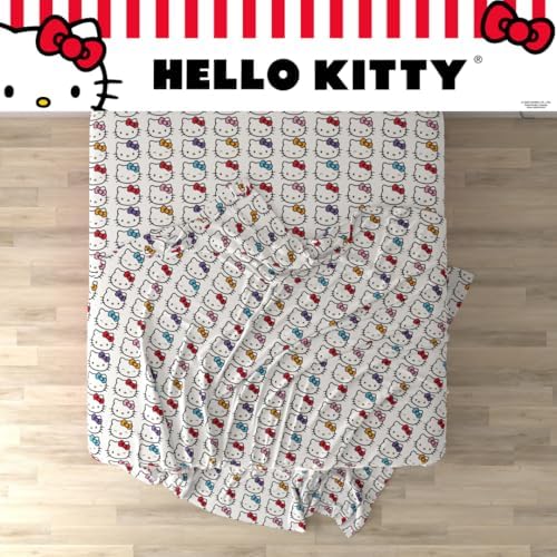 Hello Kitty Bows Bedding Super Soft Cozy Microfiber 4 Piece Queen Sheet Set, (Officially Licensed Product) By Franco