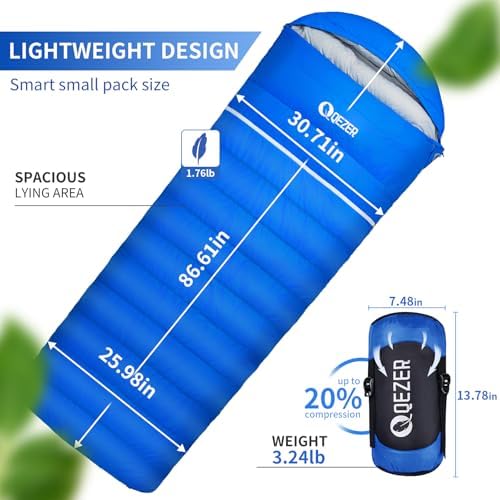 Down Sleeping Bag for Adults, 600 Fill Power Ultralight Backpacking