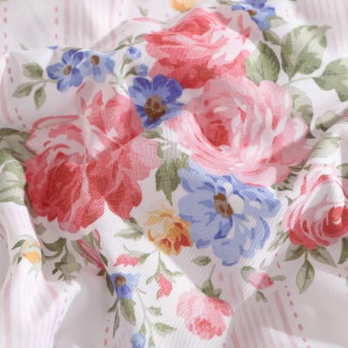 BLOOMHAVEN Queen Comforter Set-7 Pieces Pink Floral Bed in a Bag Queen