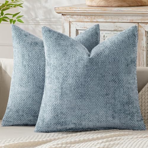 MIULEE Decorative Couch Throw Pillow Covers 20x20 Inch Light Blue 2 Pack