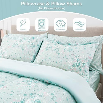 Viviland Kids Twin Bedding Sets, Girls Comforter, Green Butterfly