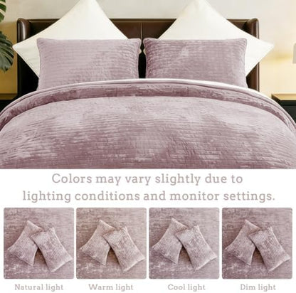 Oversized King Bedspread 120x120 Striped Soft Velvet Quilt Set
