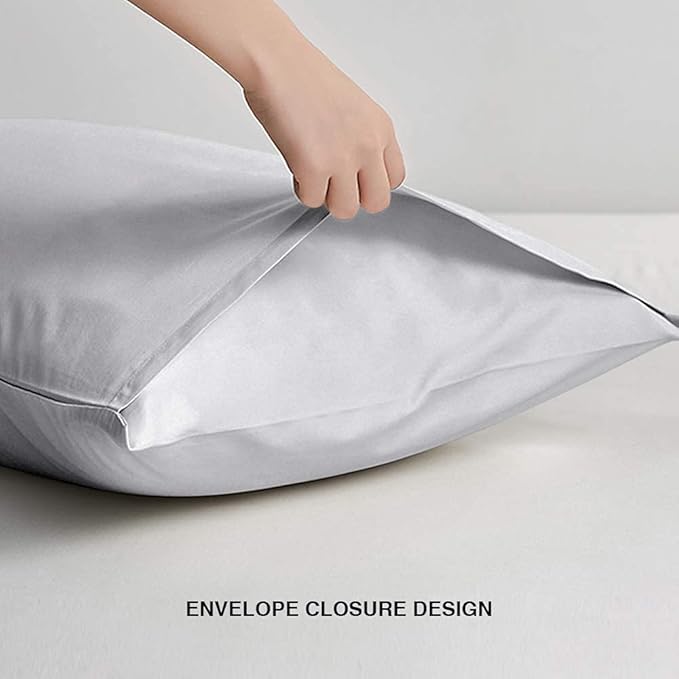 FLXXIE Body Pillow Cover - Super Soft Microfiber 20x54 Body Pillow Case - Envelope Closure, Wrinkle, Stain Resistant 20x54 Long Pillowcase, Light Grey