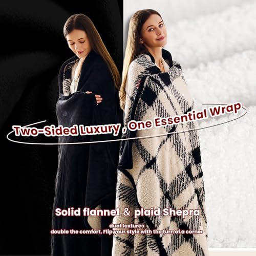 JKMAX Heated Electric Blanket Throw Size - 50"x60" Flannel Heating Blanket with 10 Heating Levels & 5 Time Settings Over-Heat Protection, Winter Warmer for Adults with ETL Certification（Black）