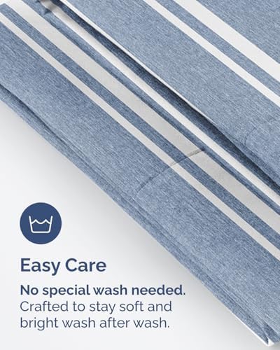 King Pillow Cases Set of 10 - Ultra Soft Pillowcase Covers - Blue Stripes