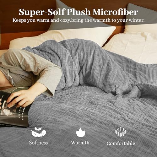 Texciting Heated Blanket Full Size,Electric Blanket,ETL Certified,Grey