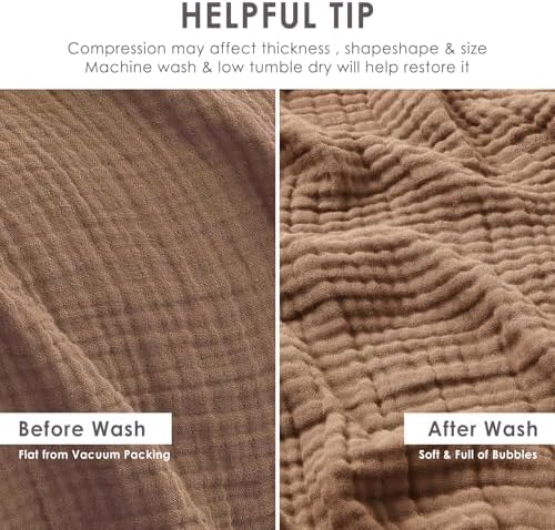 EMME Muslin Blankets for Adults Throw Blanket for Couch Breathable Gauze Soft Lightweight Airy Brown Throw 50" x 60"
