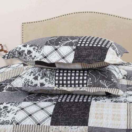 HoneiLife Quilt Sets King Size - Lightweight Quilts 3-Piece, Microfiber Bedspreads for King Bed Use, Checkered Coverlets Vintage Bed Cover King Quilt Bedding Set All Season Use