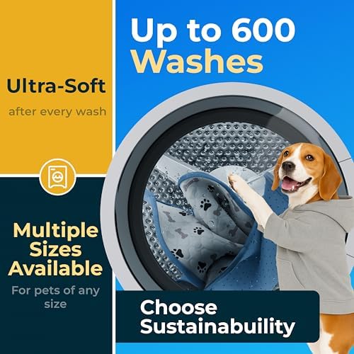 GREEN LIFESTYLE Washable Pee Pads for Dogs - Waterproof Reusable Puppy Pads with Anti-Slip Backing, Pet Training Pad for Puppy Playpen, Crate, Whelping Box, Potty Training (Pack of 6-34x36)