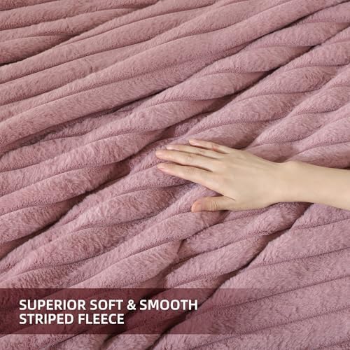 Smoofy Fluffy Queen Size Comforter 3 PCS - Old Pink Fleece Bedding Set