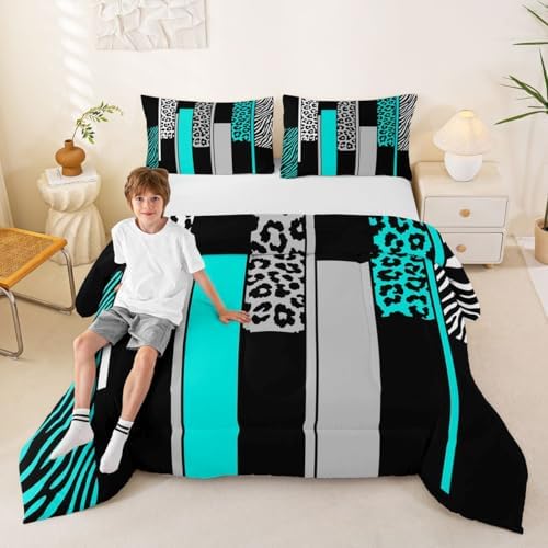 Feelyou Animal Print Ombre Leopard Comforter Set Full Size Kids Boys Girls