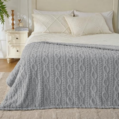 Grey Throw Blanket - Soft & Fluffy Fleece, Cute & Aesthetic, Perfect for Sofa, Couch, Chair, Bed, Living Room & Bedroom, All-Season Use, Plush & Cozy Decorative 50x60 Inch Blanket