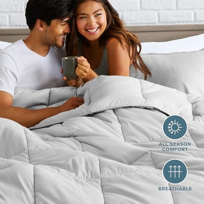 Bare Home Queen Comforter Set - 1800 Ultra Soft (Queen, Cloud Grey)