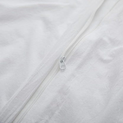 White Duvet Cover Full Size, 100% Washed Cotton Linen Like Bedding Set with Zipper Closure (No Comforter), 80x90 Inches