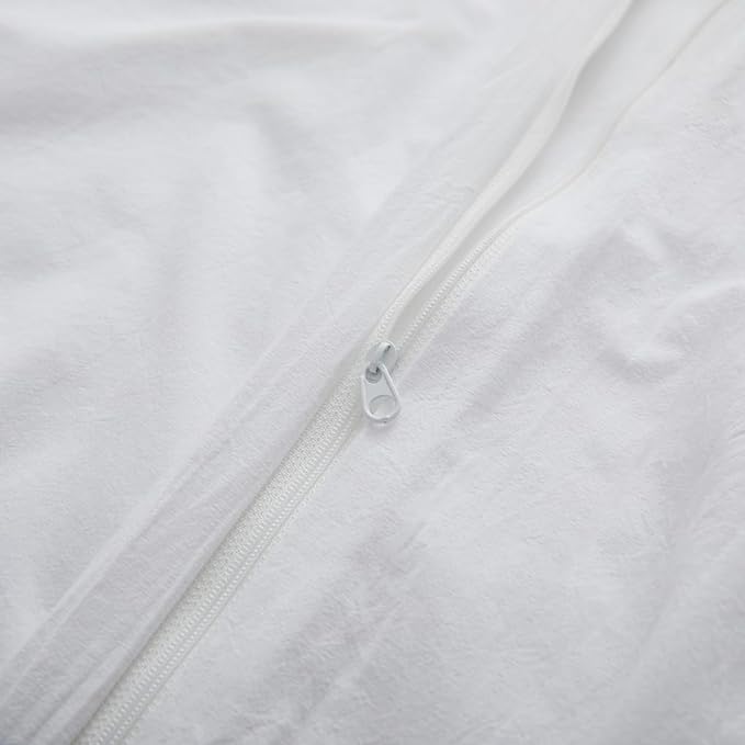 100% Washed Cotton Duvet Cover Set, Linen Like Natural Bedding Set with Zipper Closure (No Comforter), 104x98 Inches, Cal King, White