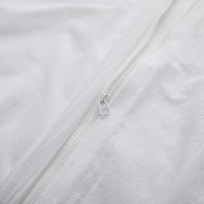 100% Washed Cotton Duvet Cover Set, Linen Like Natural Bedding Set with Zipper Closure (No Comforter), 104x98 Inches, Cal King, White
