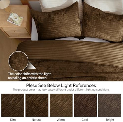 BEDELITE Velvet Quilt Set King Size, Luxury Velvet Comforter Bedding